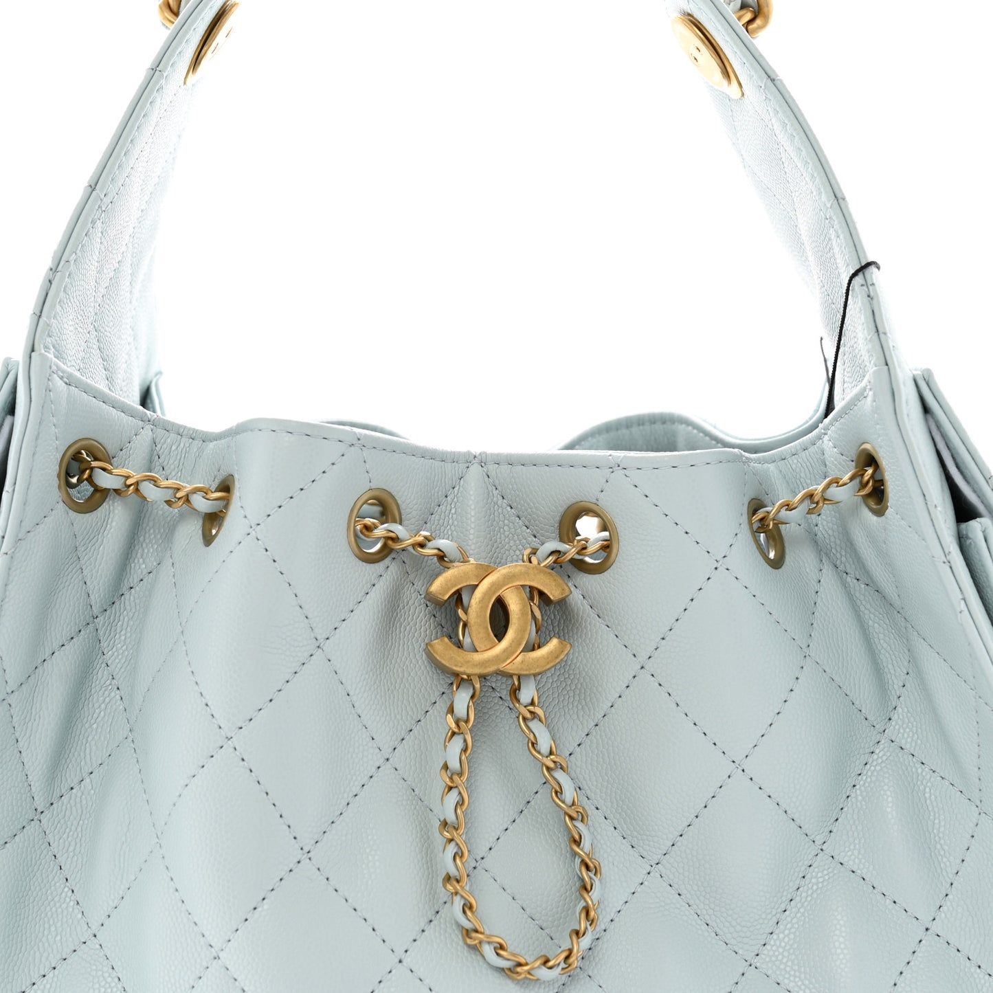 Caviar Quilted Small Chanel 25 Handbag Light Blue