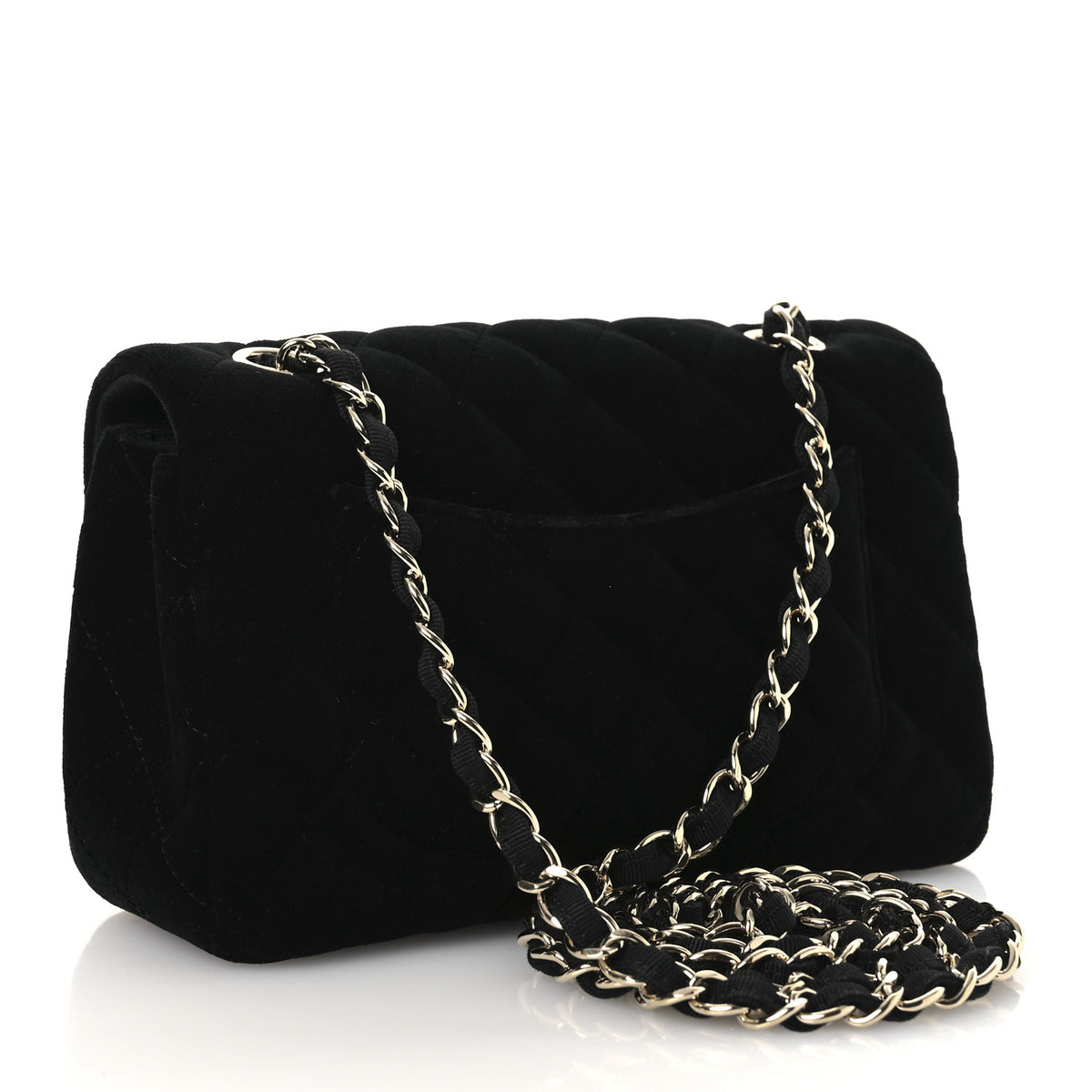 Chanel Velvet Quilted Mini Rectangular Flap Black 3 of 12
