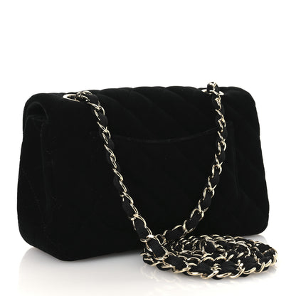 Chanel Velvet Quilted Mini Rectangular Flap Black 3 of 12