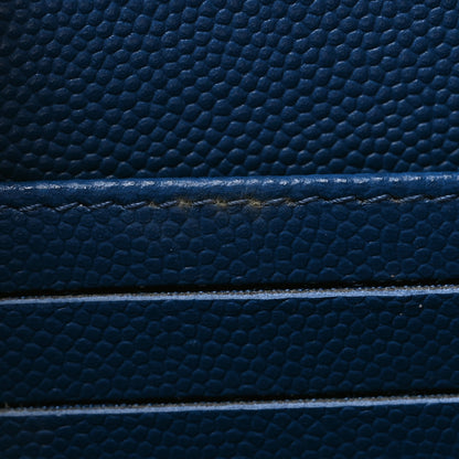 Chanel Caviar Quilted Large Boy Zip Around Wallet Blue 10 of 10