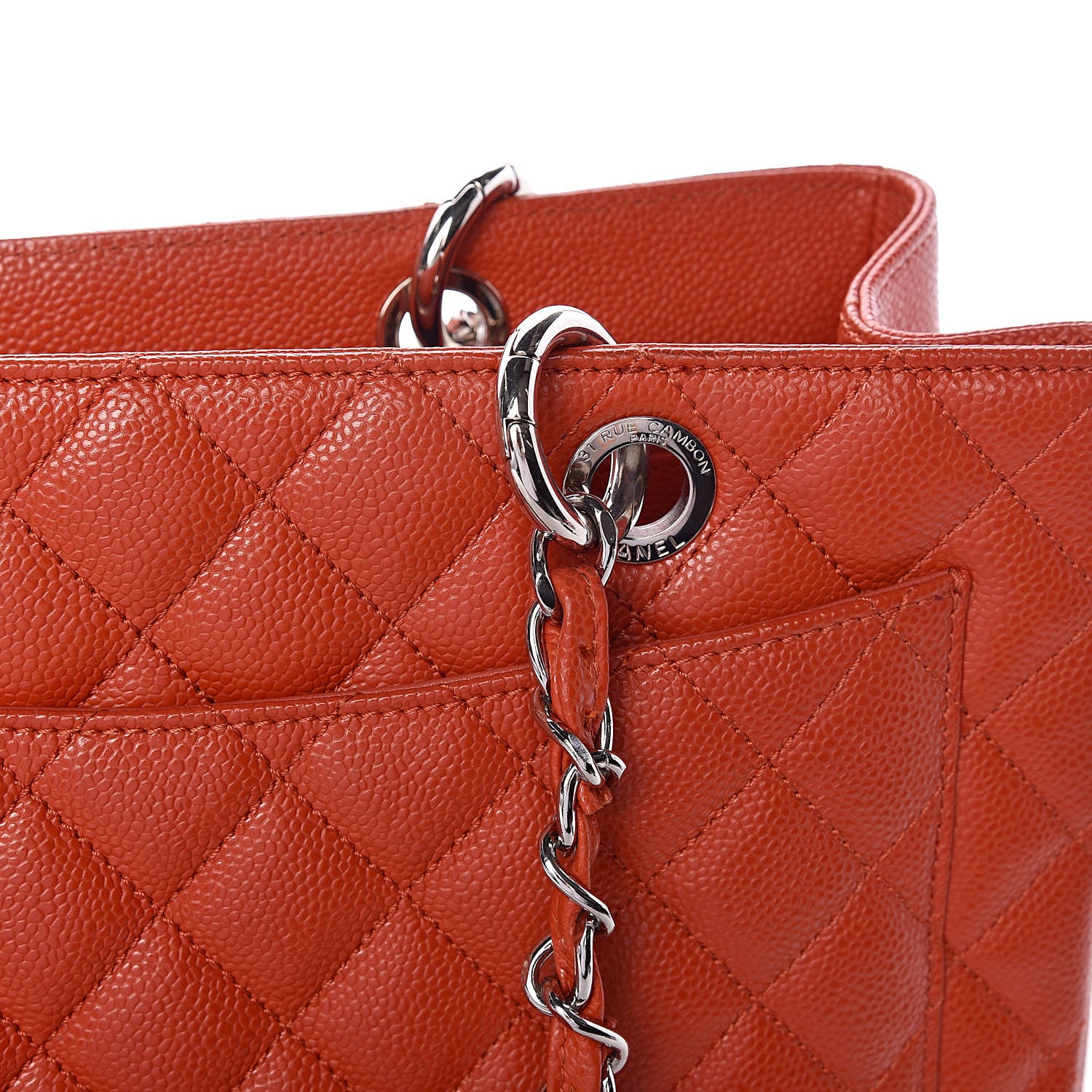 Chanel Caviar Quilted Grand Shopping Tote GST Orange 17 of 18