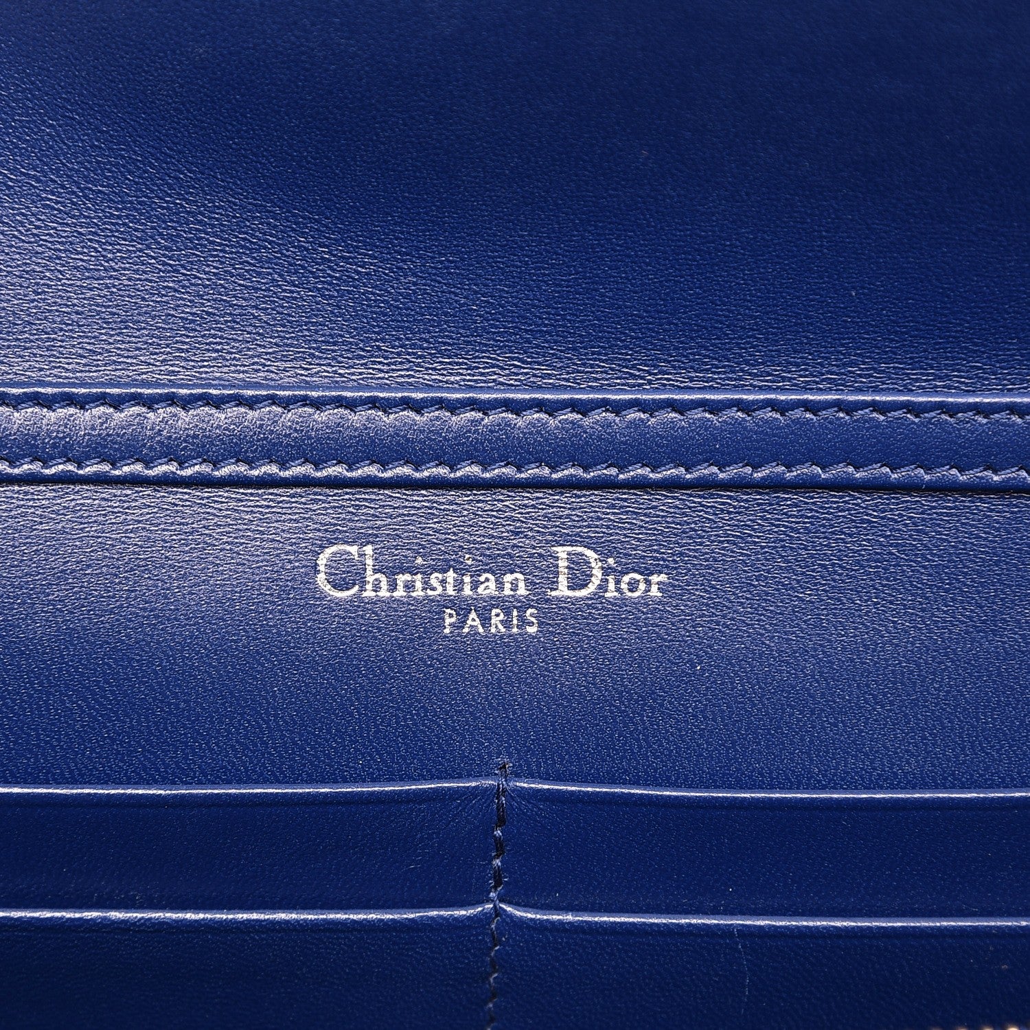 Christian Dior Grained Calfskin Diorama Wallet on Chain Pouch Blue 6 of 7