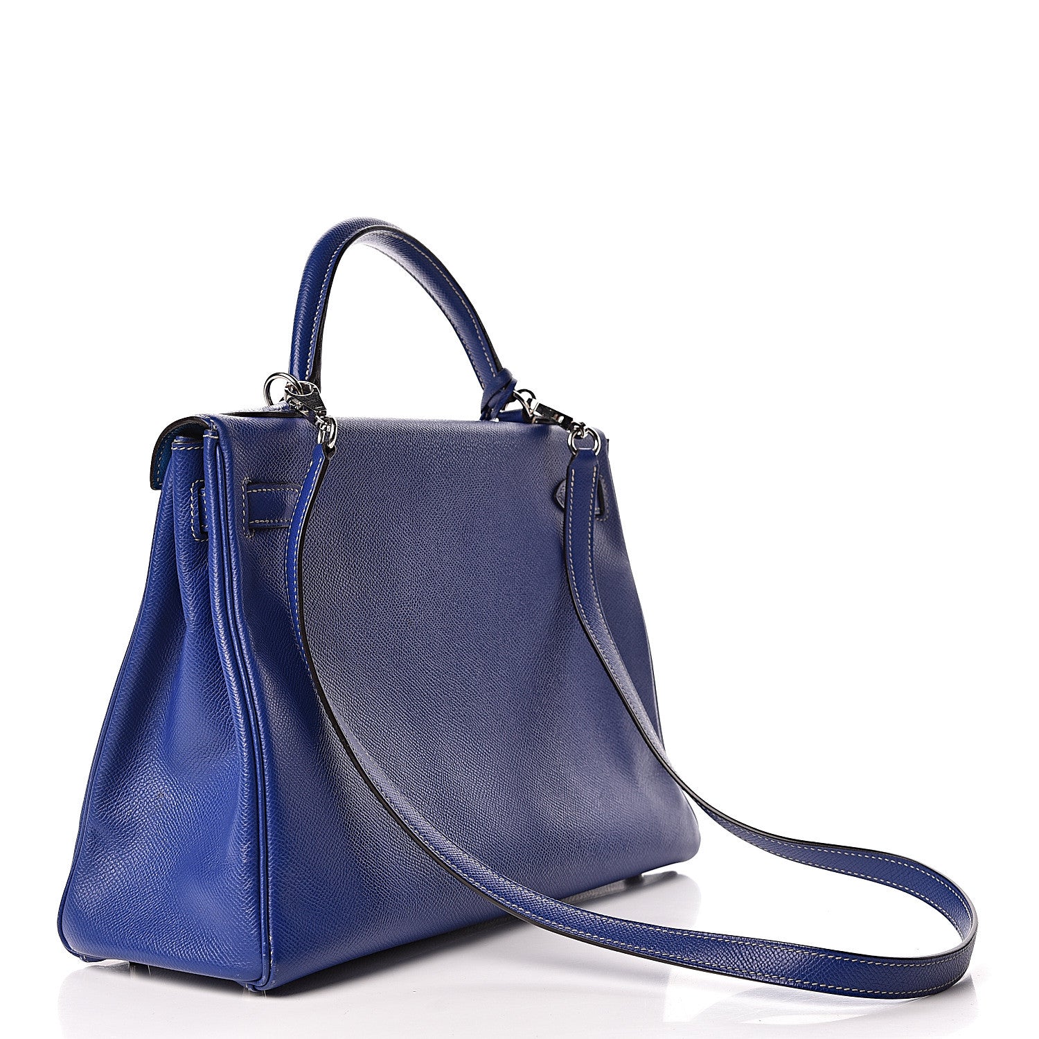 Hermes Epsom Candy Kelly Retourne 32 Bleu Electrique Mykonos 3 of 10