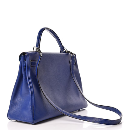 Hermes Epsom Candy Kelly Retourne 32 Bleu Electrique Mykonos 3 of 10