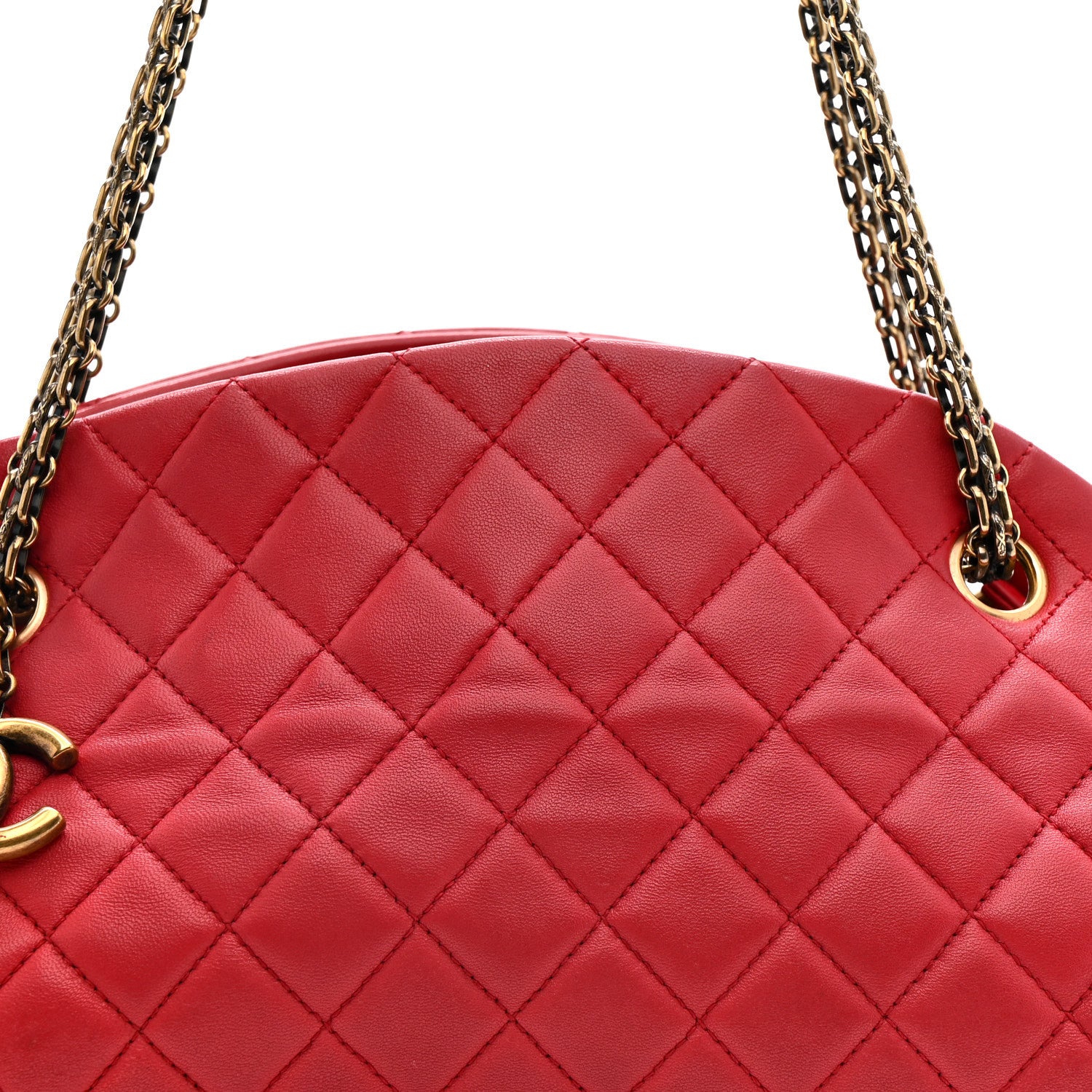 Chanel Calfskin Quilted Medium Just Mademoiselle Bowling Bag Red 10 of 12