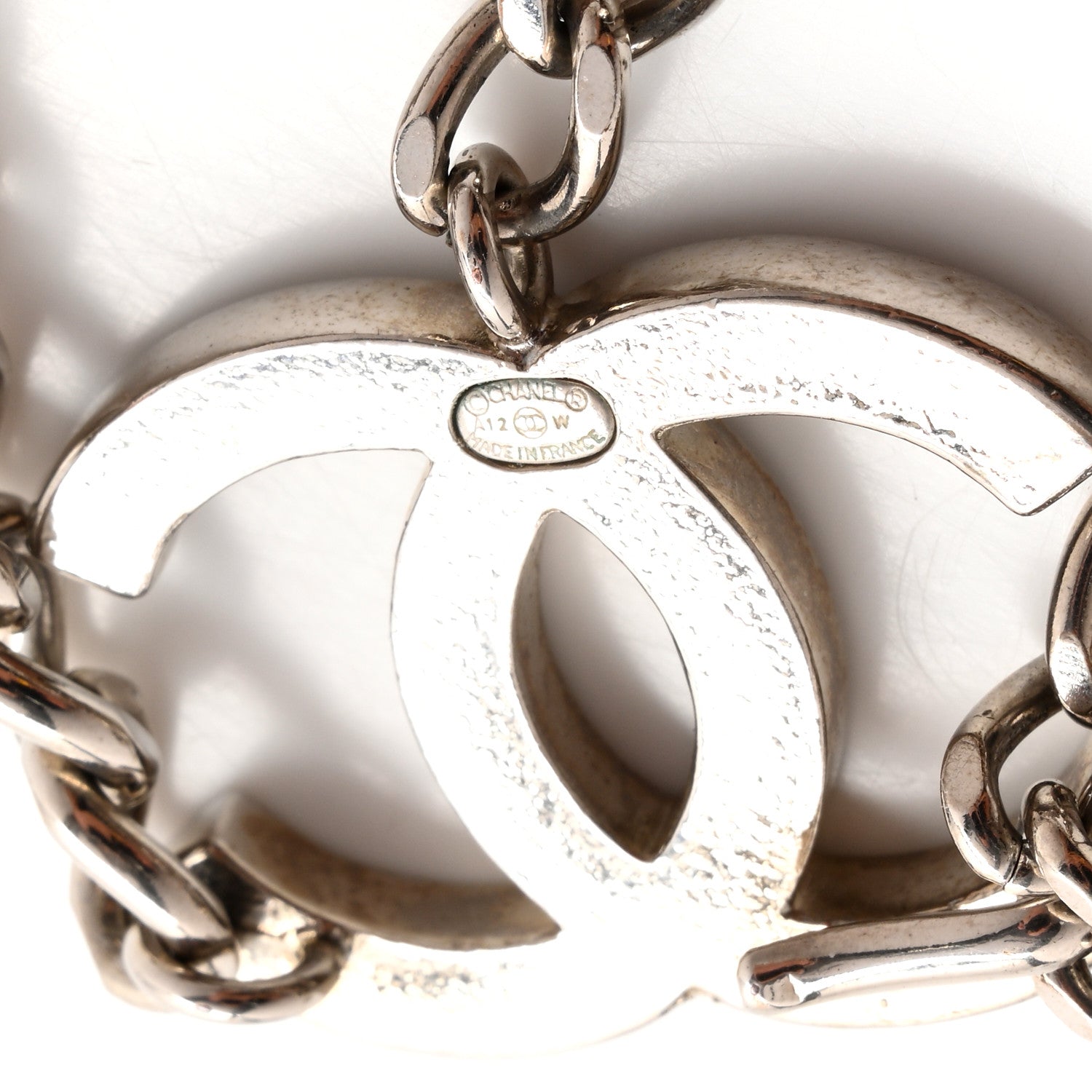 Chanel Metal Enamel CC Adjustable Chain Logo Belt Silver Black 3 of 4