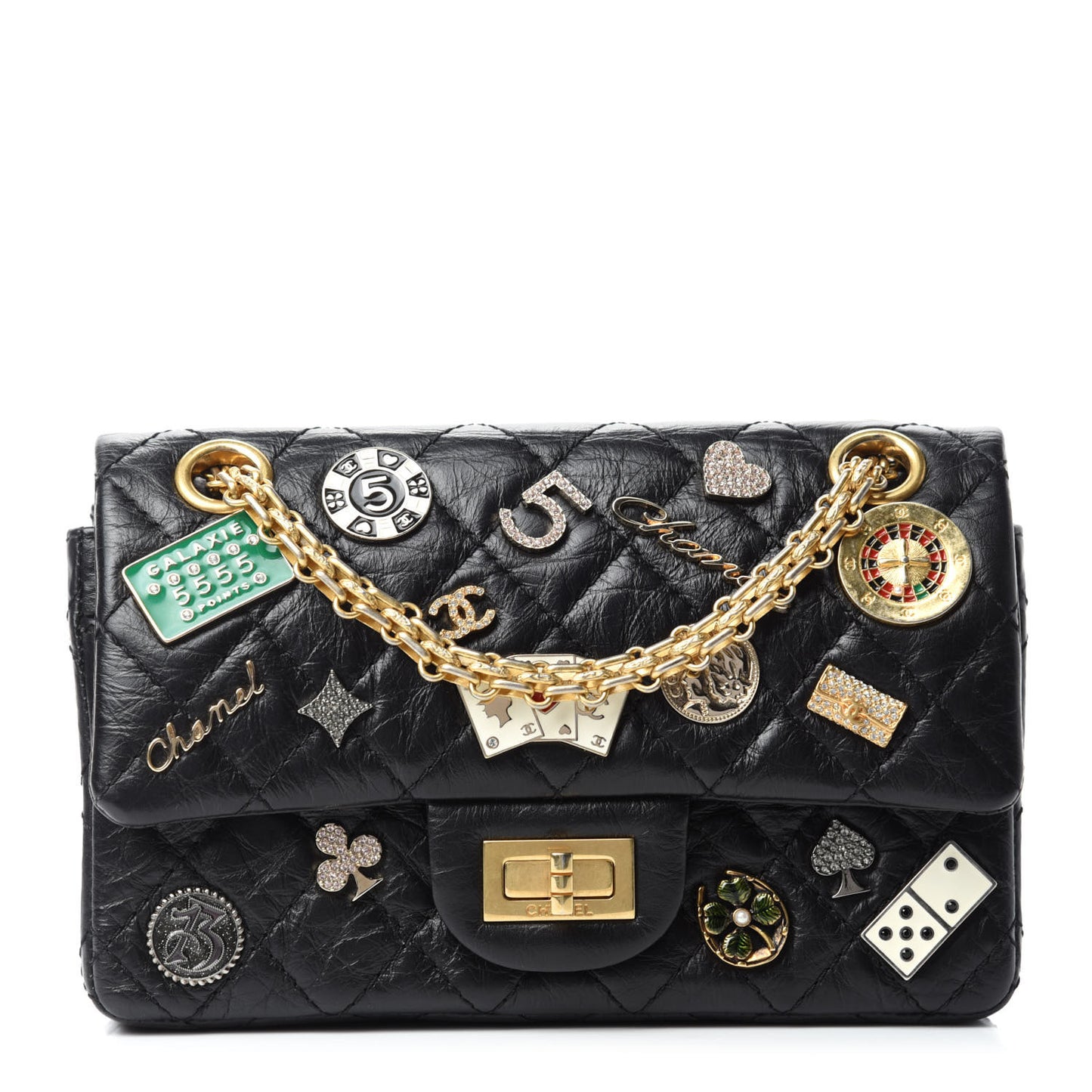 Aged Calfskin Casino 2.55 Reissue 224 Flap Black