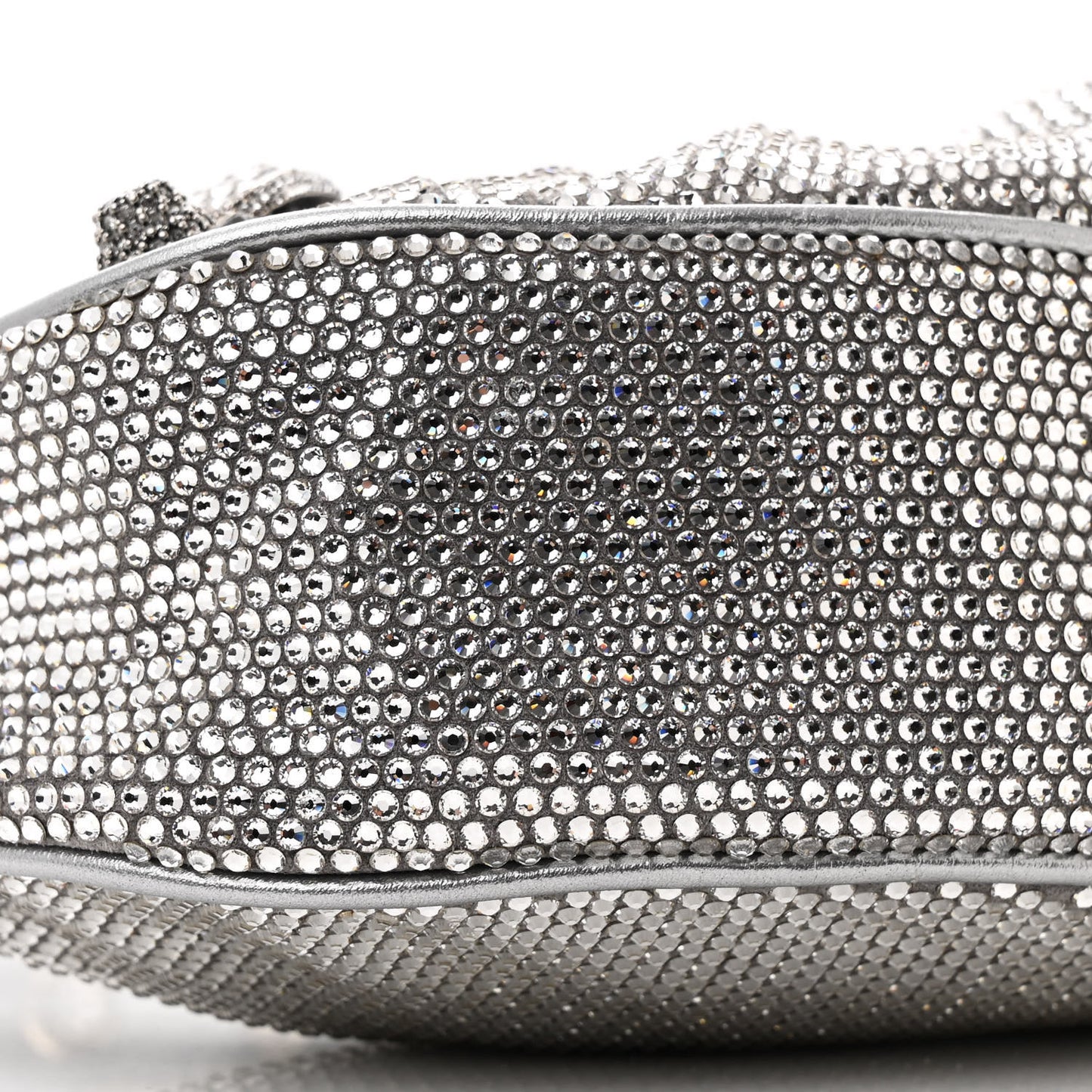 Rhinestone Encrusted Le Cagole Shoulder Bag XS Silver