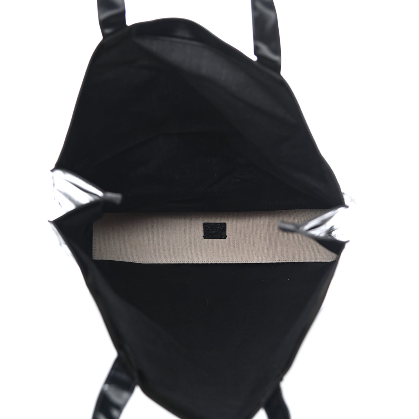 Patent Canvas Frame Logo Vertical Tote Black Crop