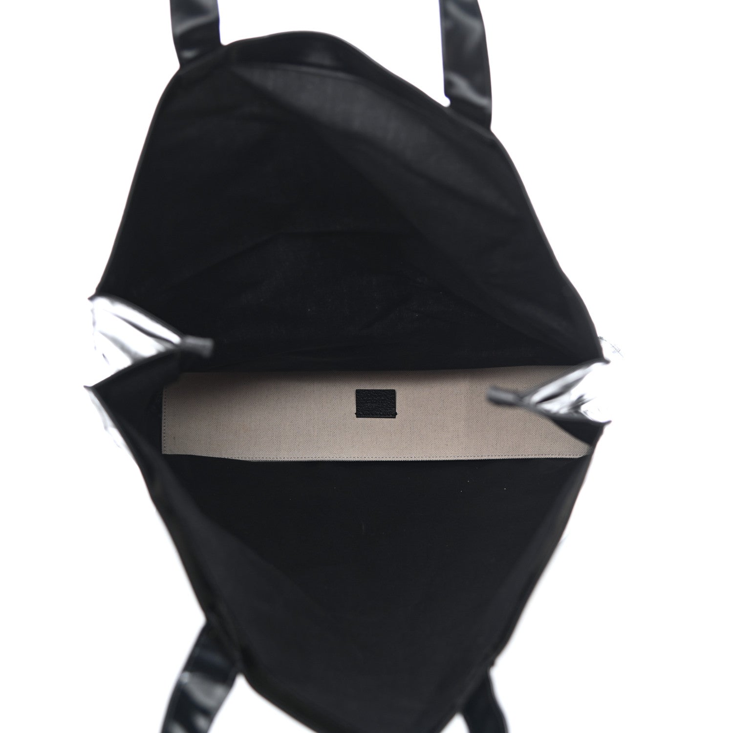 Gucci Patent Canvas Frame Logo Vertical Tote Black Crop 6 of 11