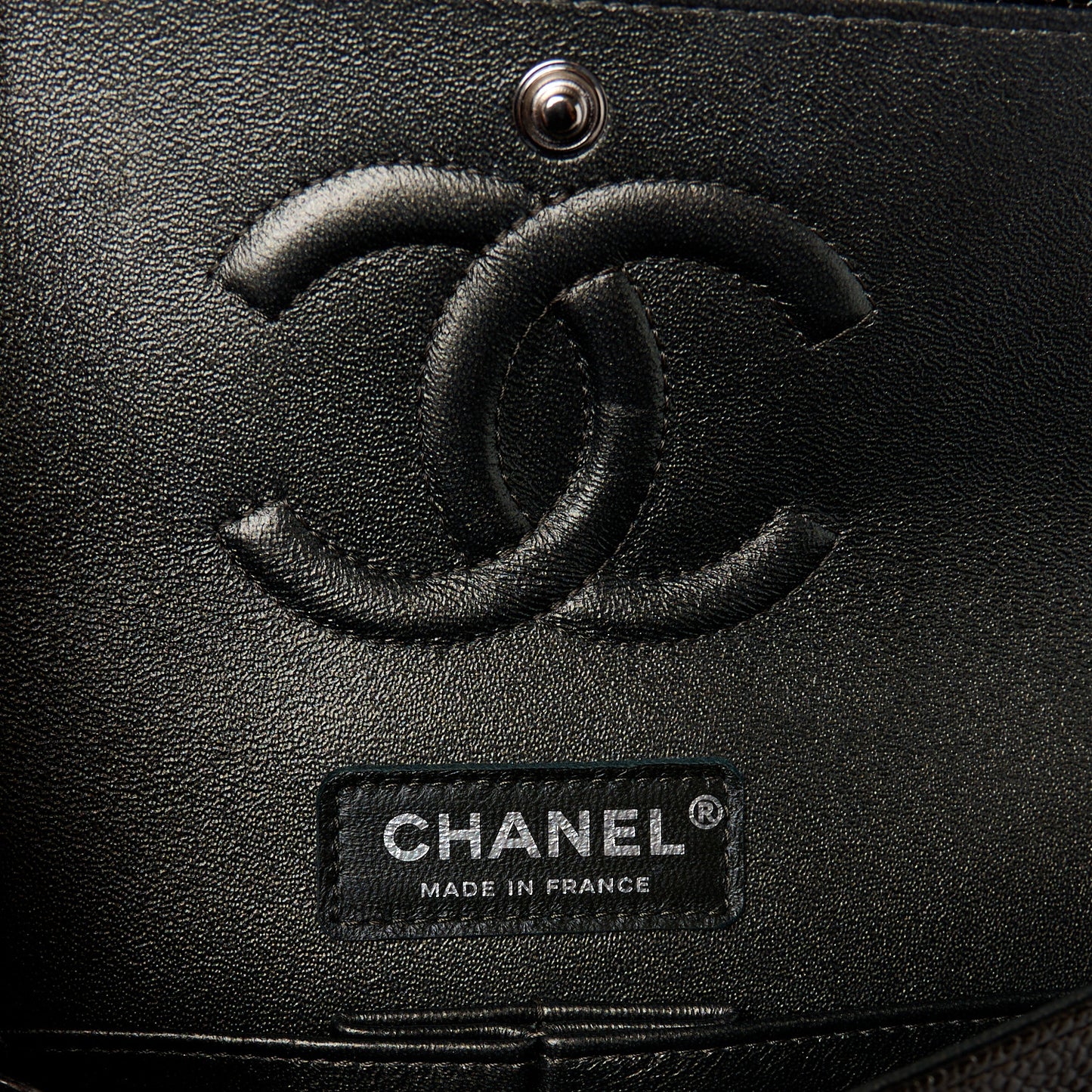 Metallic Caviar Quilted Medium Double Flap Dark Charcoal