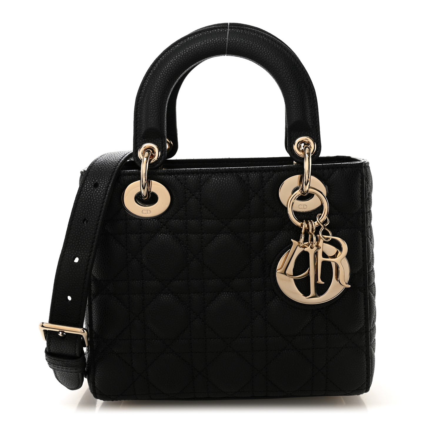 Grained Calfskin Cannage Small Lady Dior Black