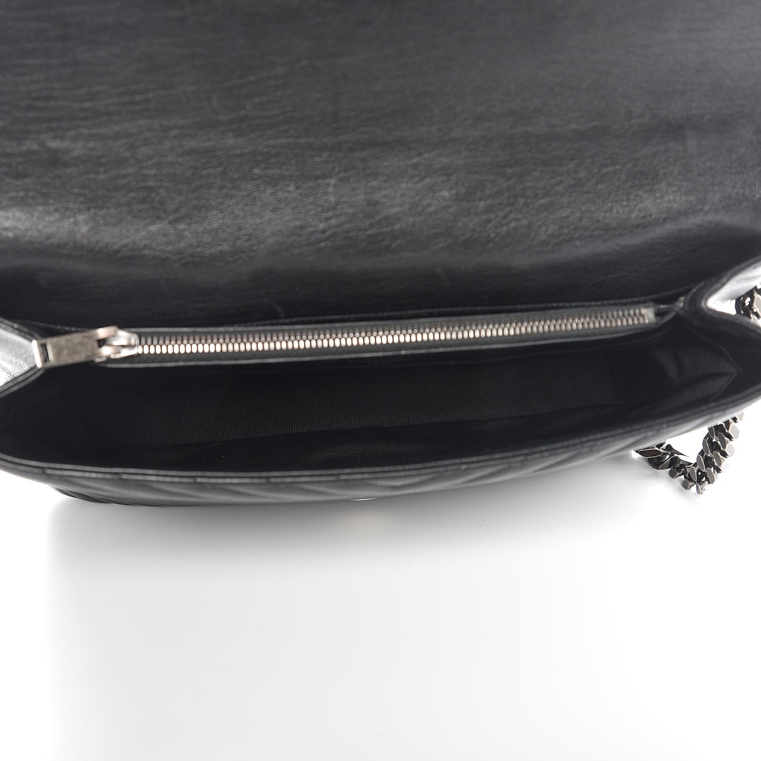 Saint Laurent Sheepskin Matelasse Chevron Monogram Large College Satchel Black 6 of 9