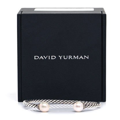 David Yurman Sterling Silver Diamond Pearl 9mm Solari Bracelet 6 of 6