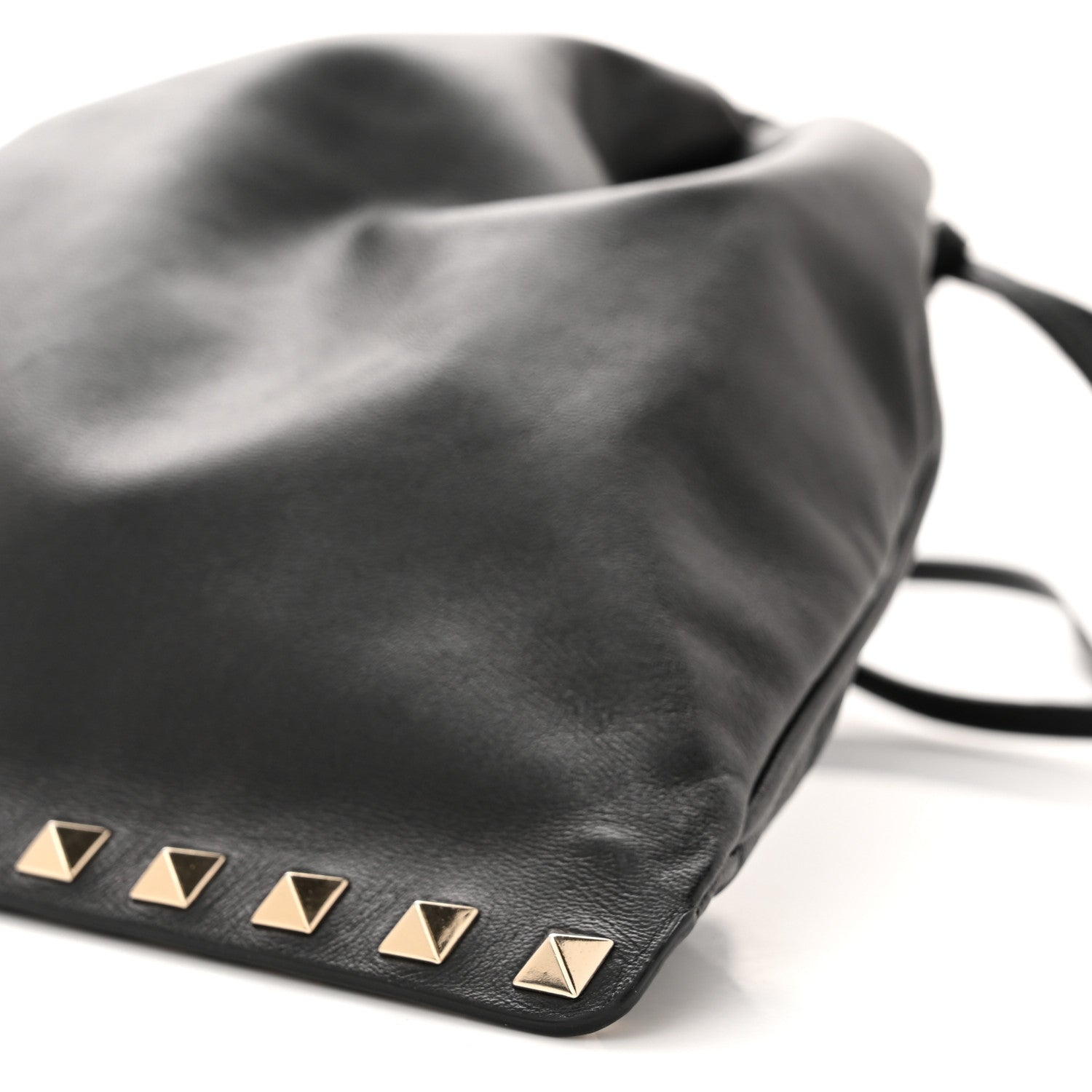 Valentino Garavani Calfskin Rockstud Drawstring Pouch Black 9 of 10