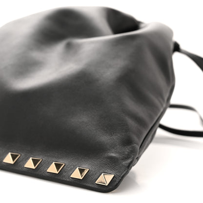 Valentino Garavani Calfskin Rockstud Drawstring Pouch Black 9 of 10