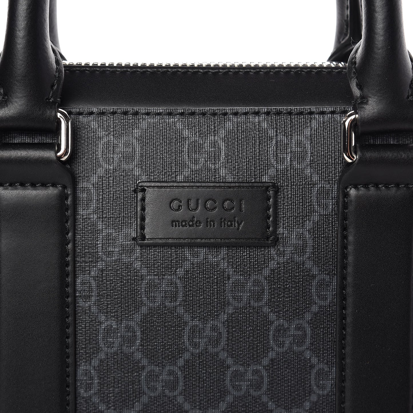 GG Supreme Monogram Appia Calfskin Web Briefcase Black