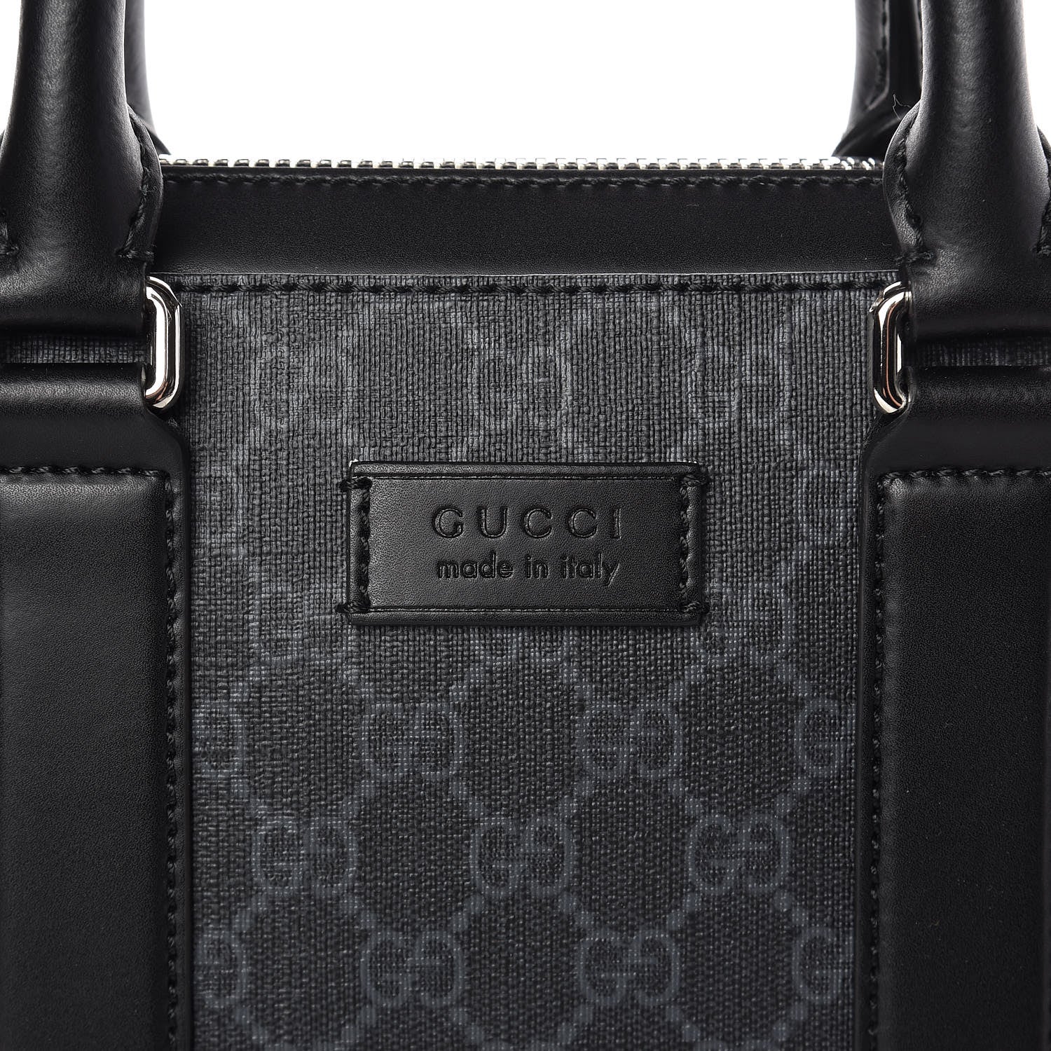 Gucci GG Supreme Monogram Appia Calfskin Web Briefcase Black 8 of 10
