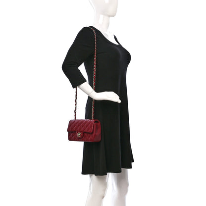Chanel Lambskin Quilted Mini Rectangular Flap Burgundy 2 of 9