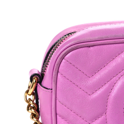 Gucci Calfskin Matelasse Mini GG Marmont Chain Shoulder Bag Candy Mousse 19 of 23