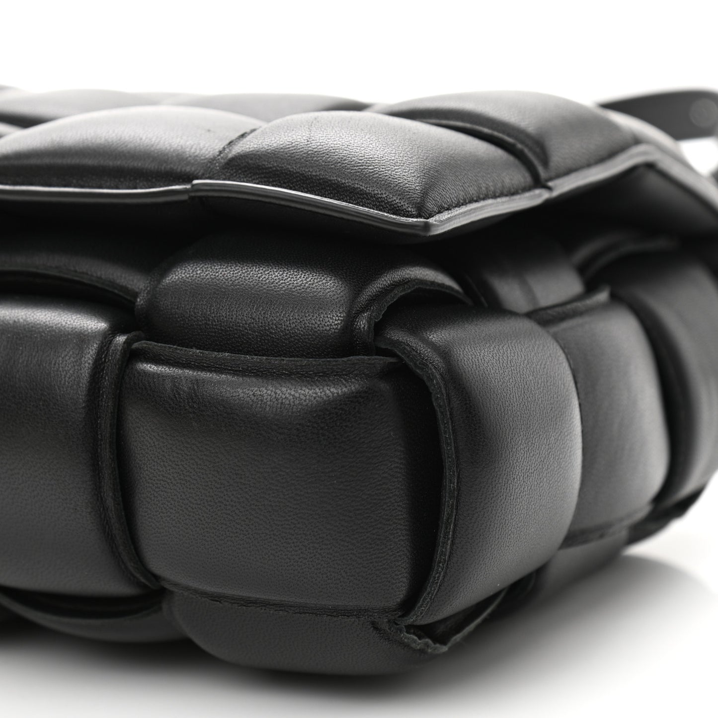 Nappa Maxi Intreccio Padded Cassette Crossbody Bag Black