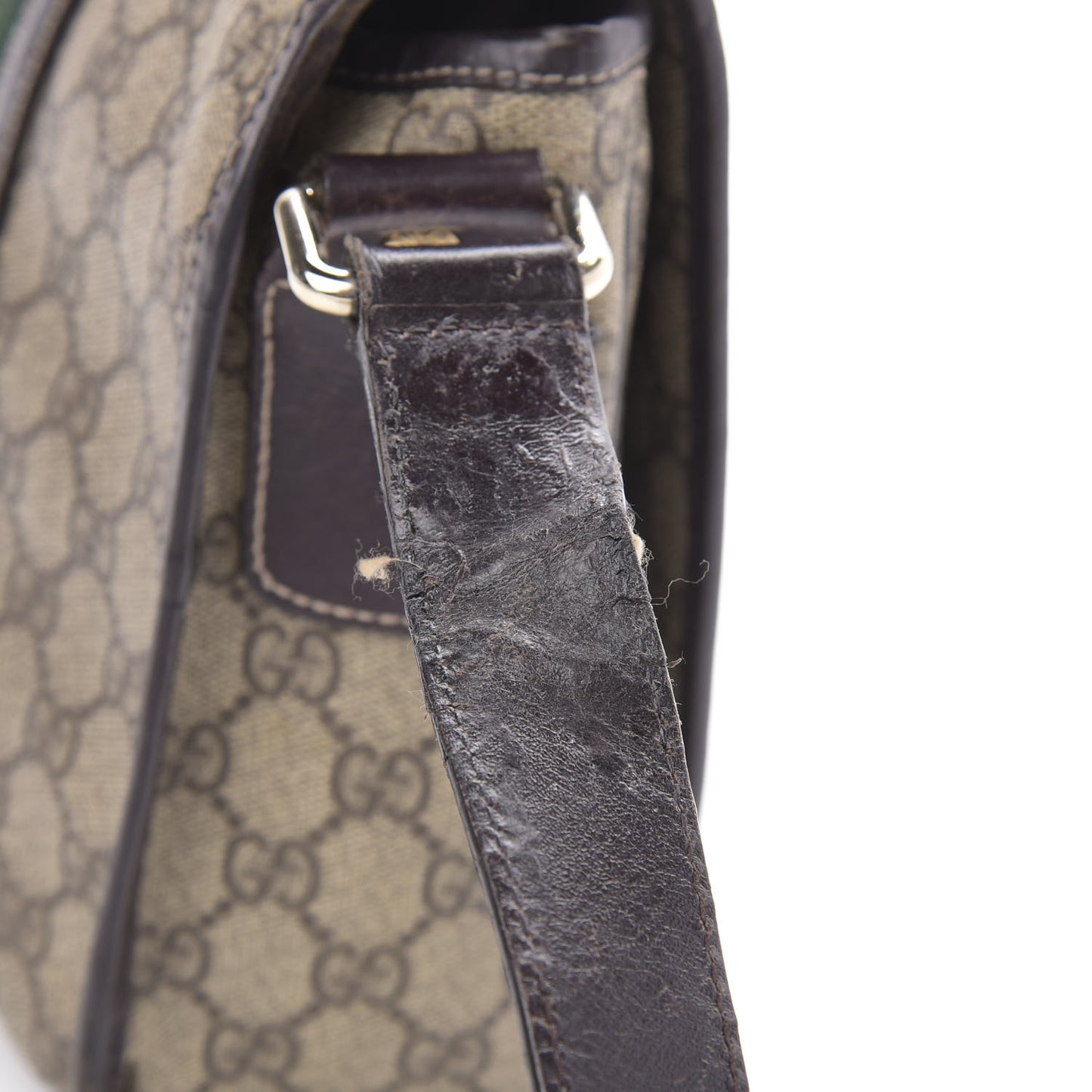 GG Plus Monogram Web Medium Flap Messenger Beige Dark Brown