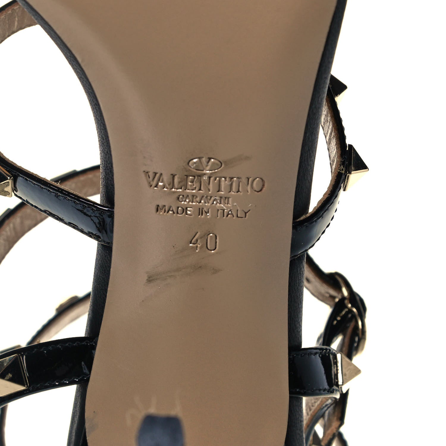 Valentino Garavani Patent Rockstud Gladiator 105mm Sandals 40 Black 6 of 8