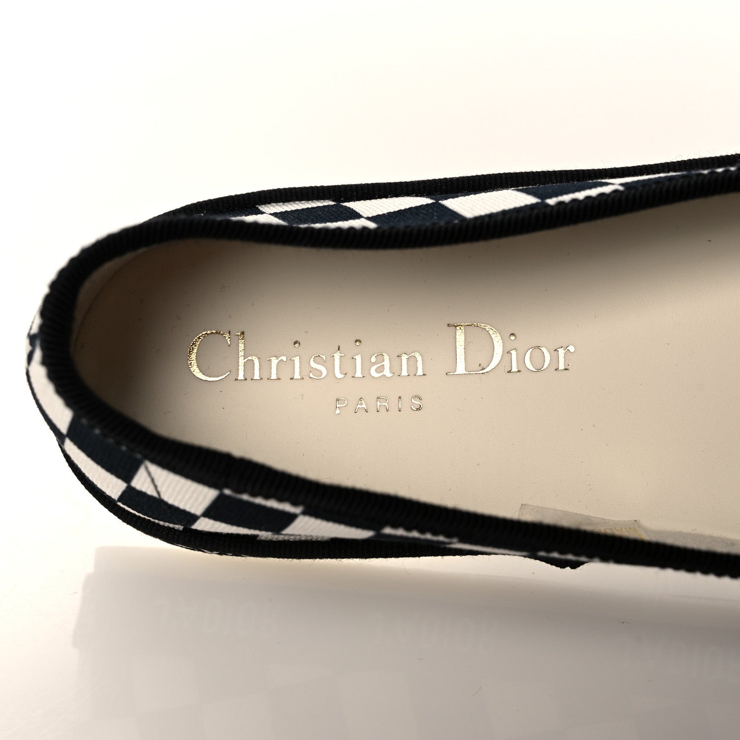 Christian Dior Canvas Checkered Print J'Adior Slip On Flats 35 Black White 7 of 8