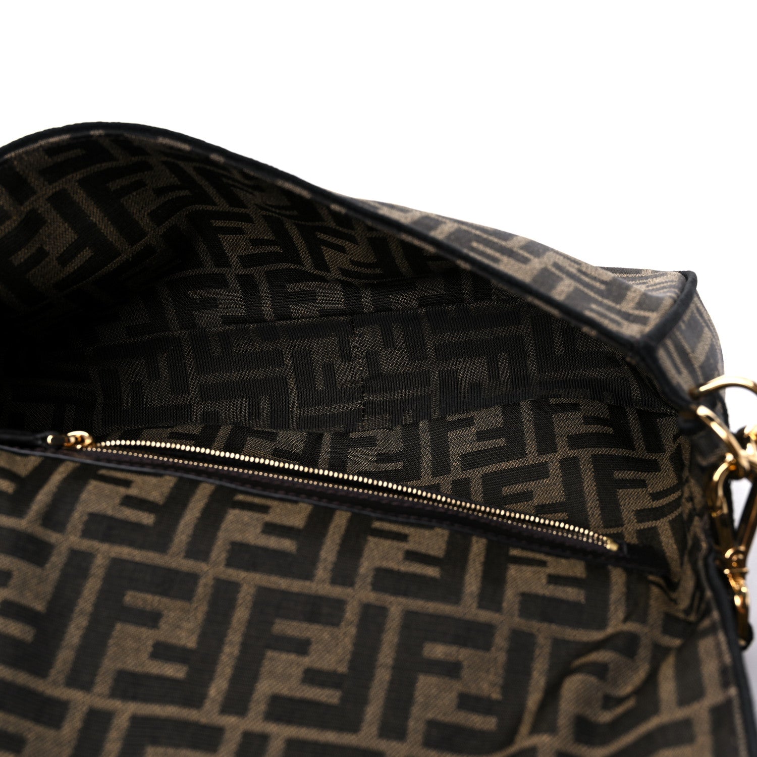 Fendi Fabric Jacquard FF 1974 Medium Baguette Tobacco Moro Black 4 of 9