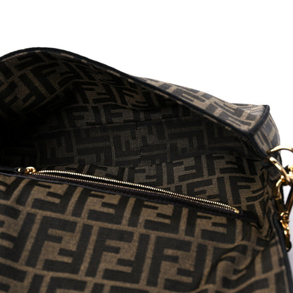 Fendi Fabric Jacquard FF 1974 Medium Baguette Tobacco Moro Black 4 of 9
