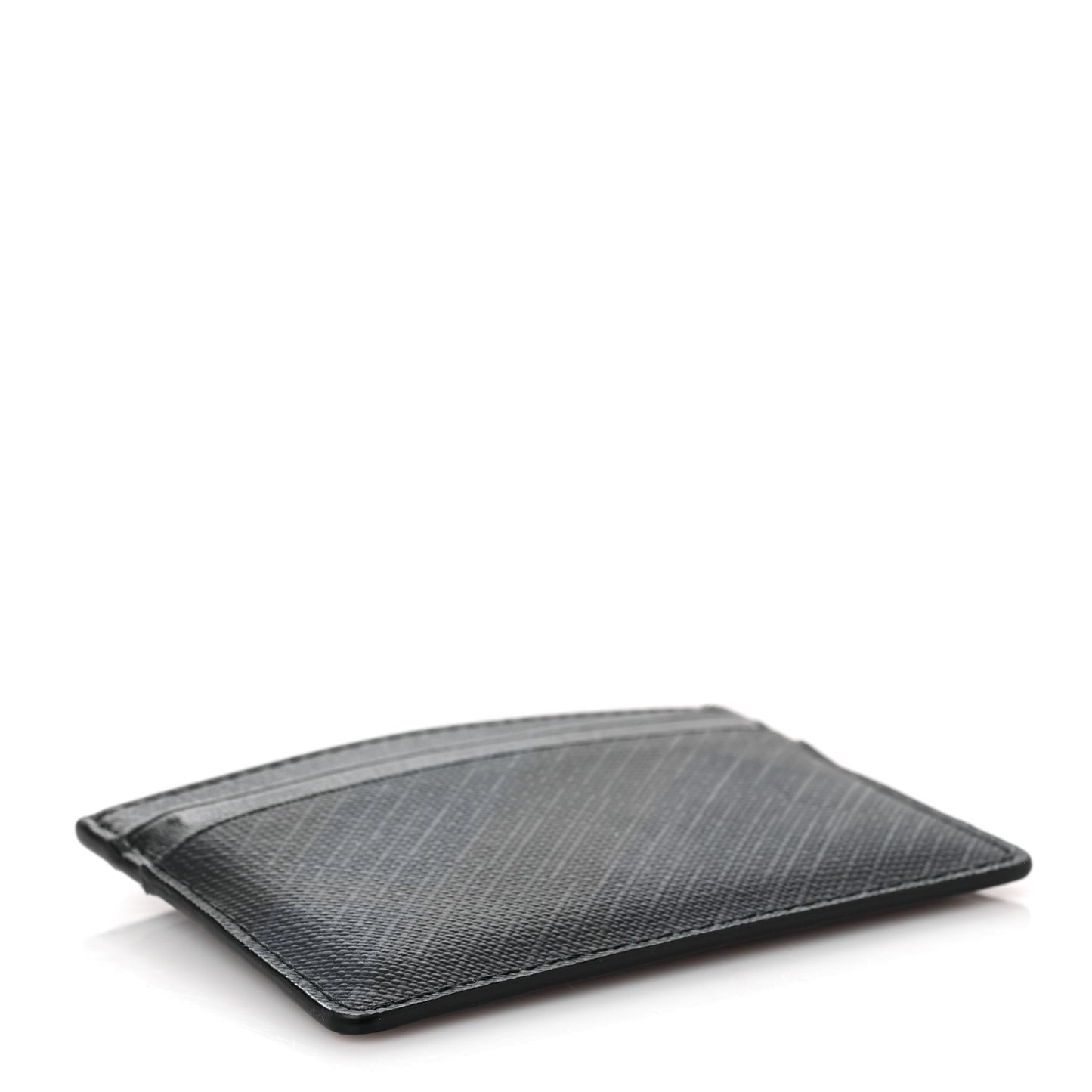 Grained Calfskin London Check Card Case Navy Black