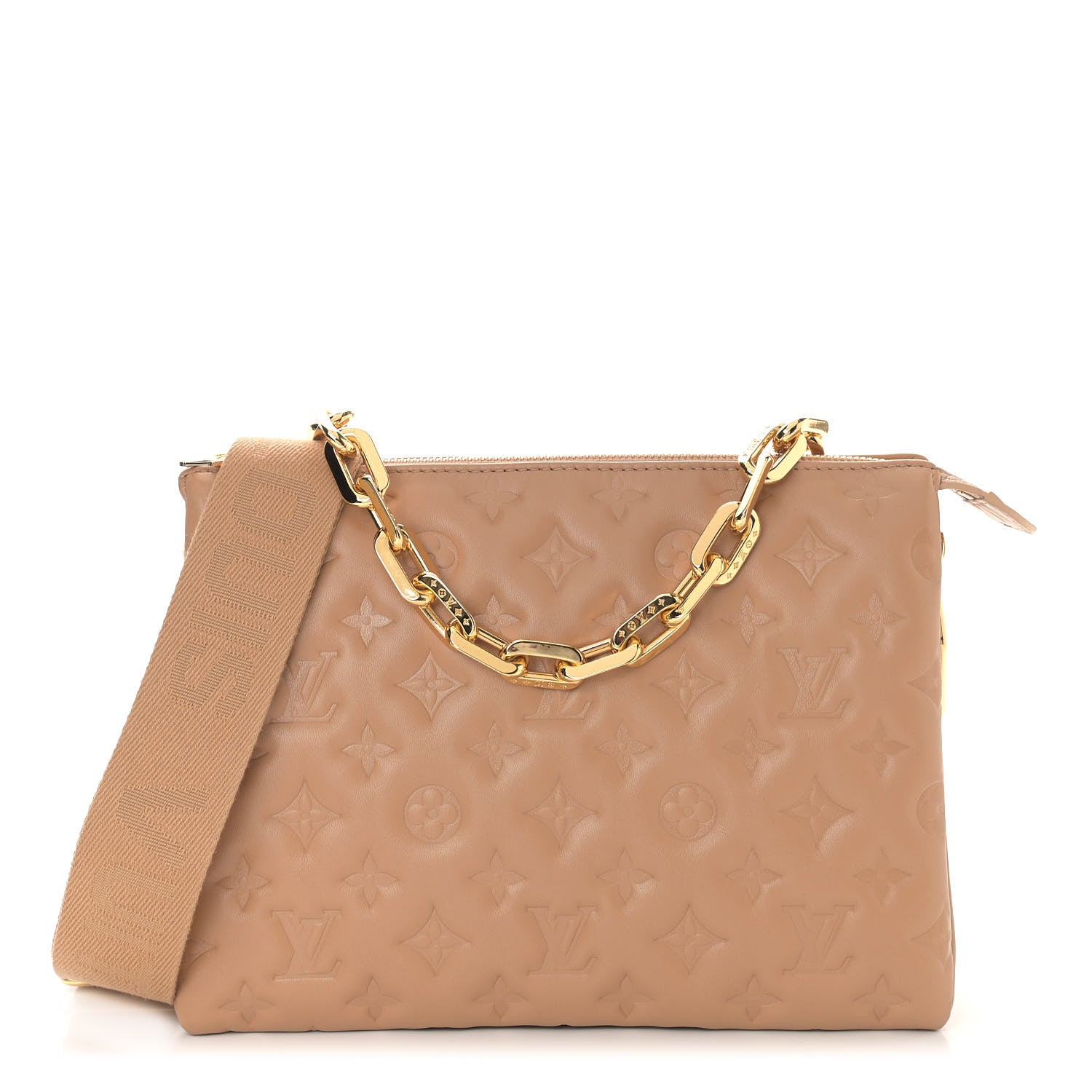 Louis Vuitton Lambskin Embossed Monogram Coussin PM Camel 1 of 8