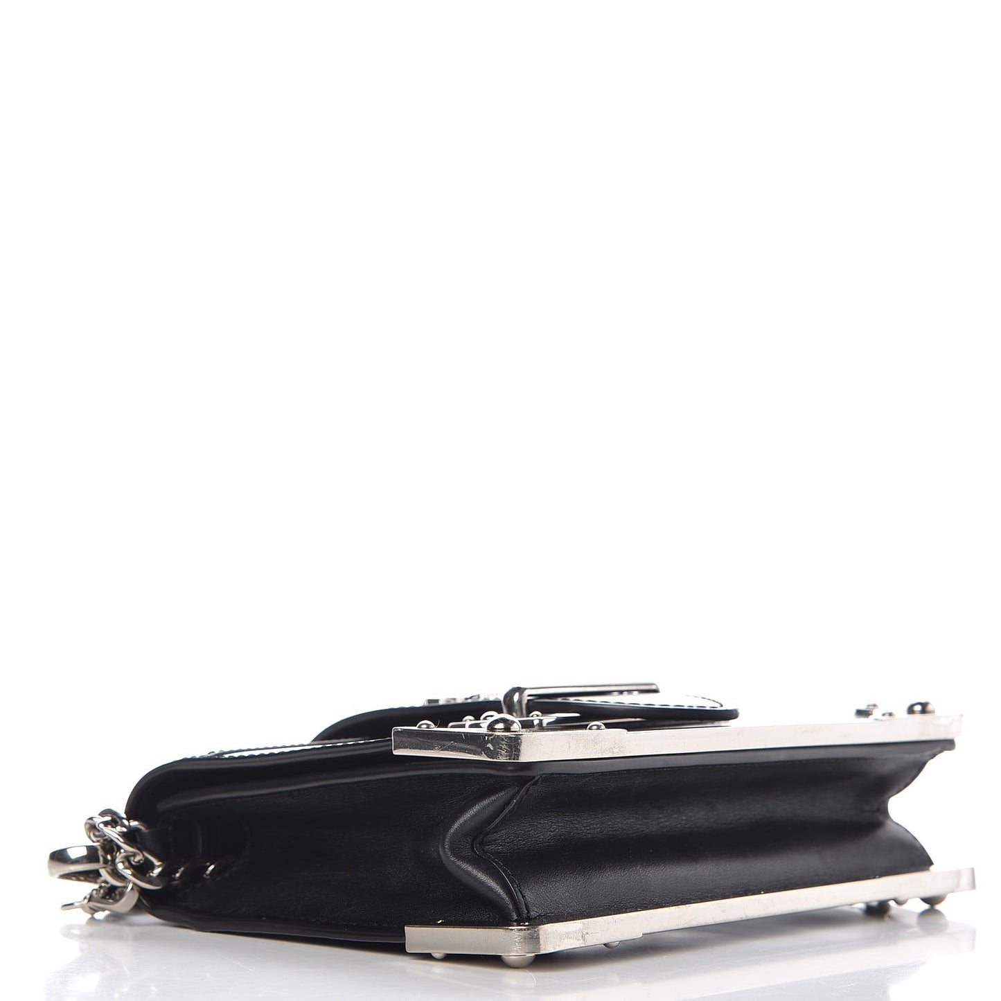 City Calfskin Cahier Chain Wristlet Clutch Black