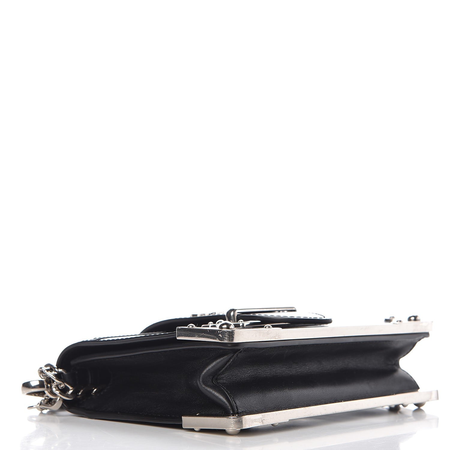 Prada City Calfskin Cahier Chain Wristlet Clutch Black 5 of 9