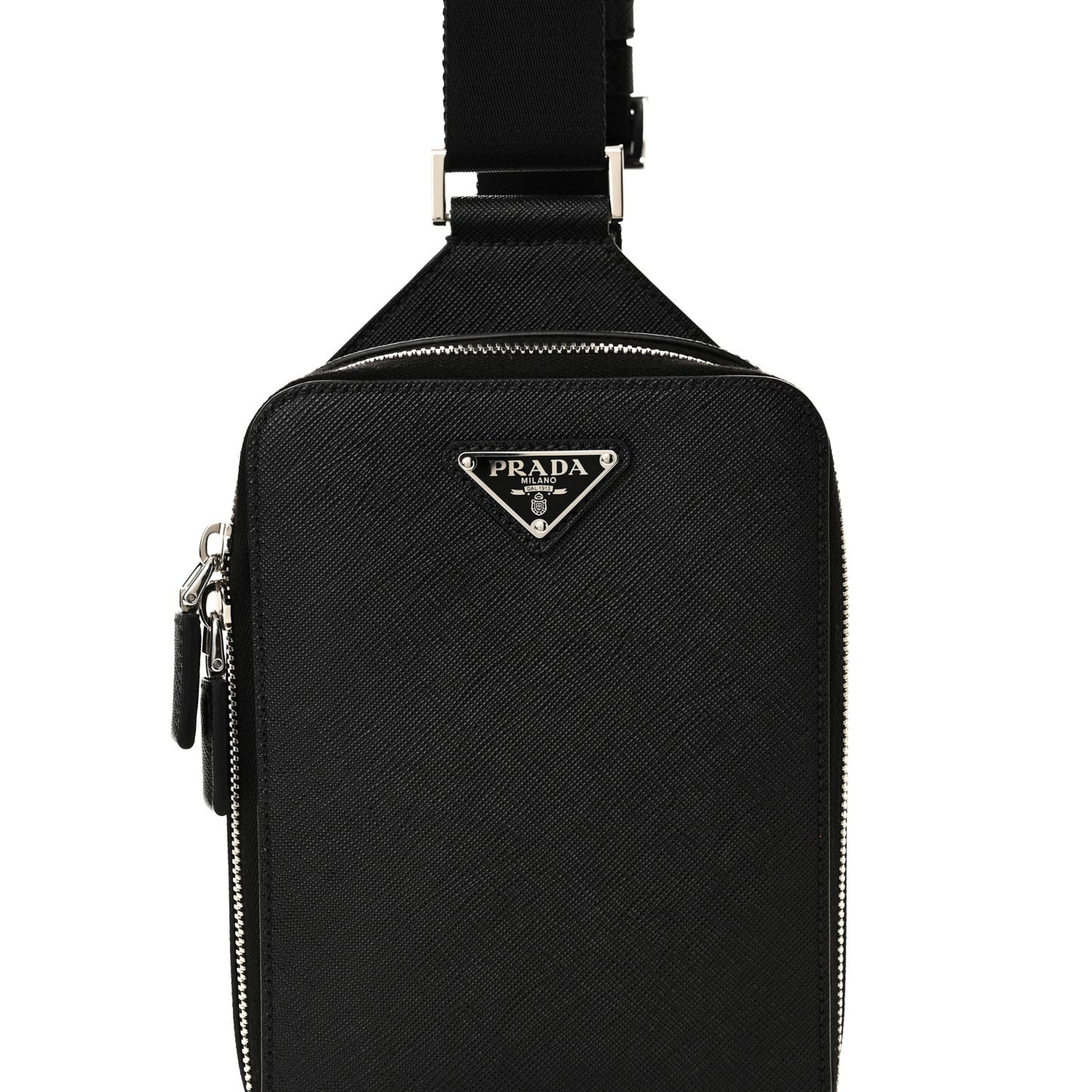 Saffiano Travel Brique Crossbody Messenger Bag Black