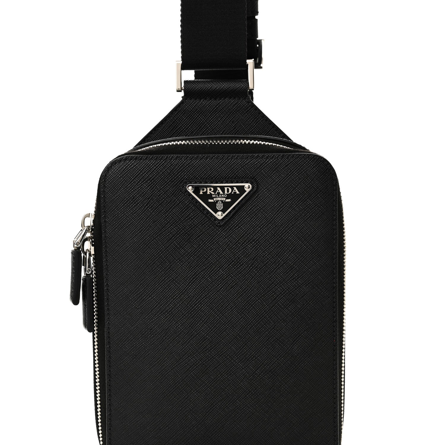 Prada Saffiano Travel Brique Crossbody Messenger Bag Black 7 of 9