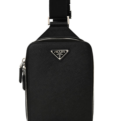 Prada Saffiano Travel Brique Crossbody Messenger Bag Black 7 of 9