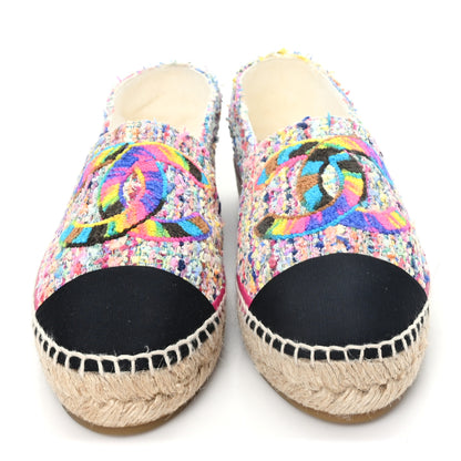 Chanel Cotton Tweed Grosgrain CC Espadrilles 41 Multicolor Black 3 of 10