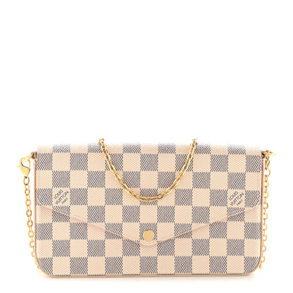 Louis Vuitton Damier Azur Pochette Felicie Chain Wallet Rose Ballerine 1 of 10