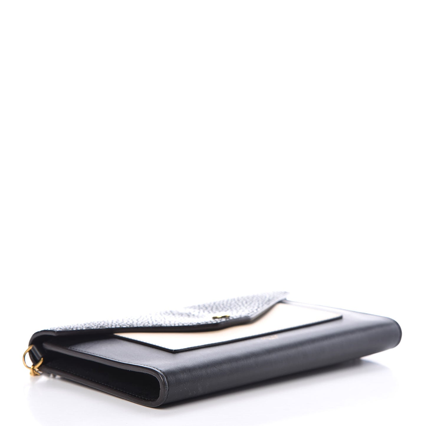 Stingray Shiny Calfskin Clutch on a Chain Black