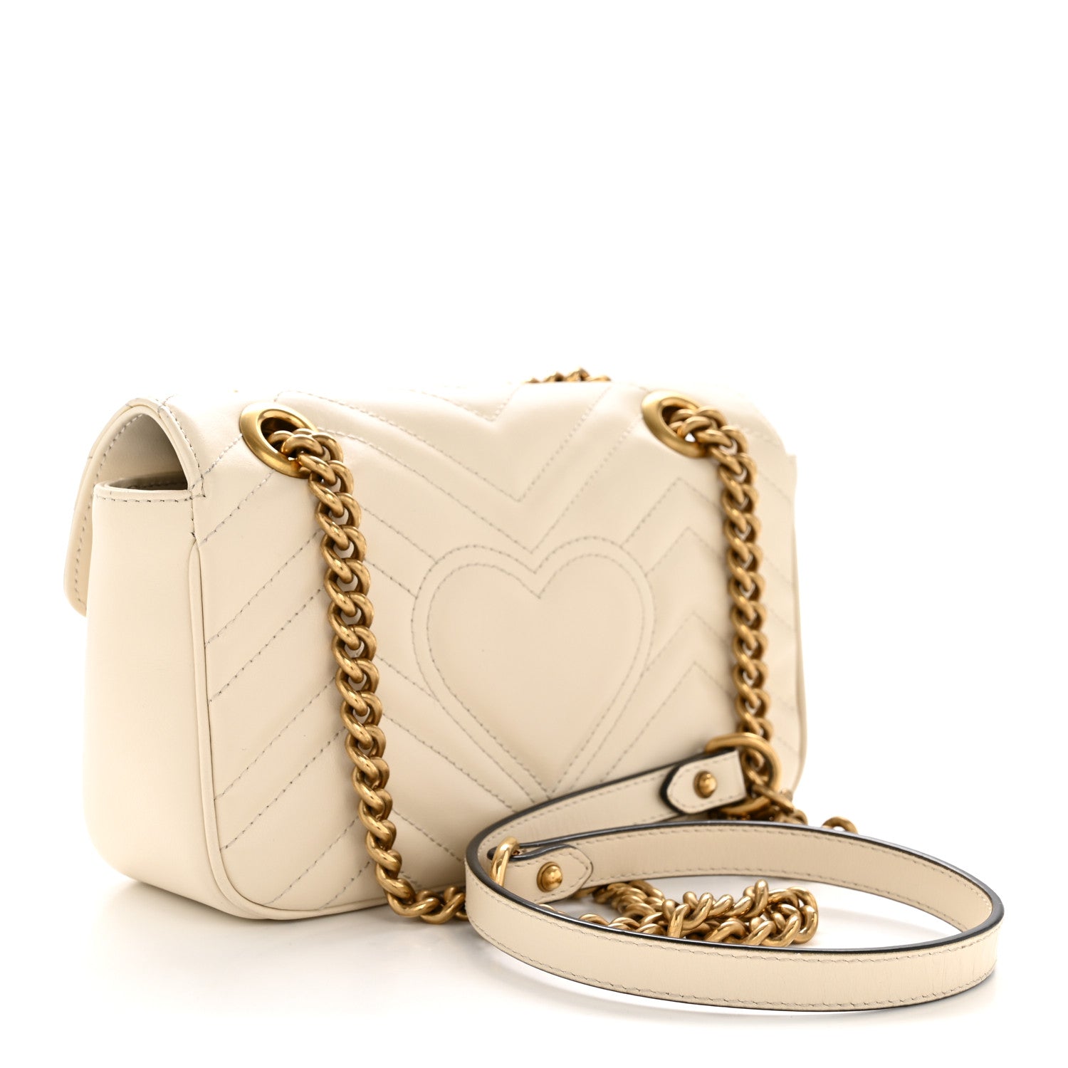 Gucci Calfskin Matelasse Mini GG Marmont Shoulder Bag White 3 of 11