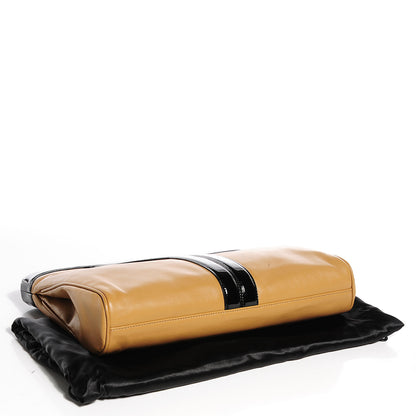 Saint Laurent Lambskin Patent Oversized Cocktail Clutch Beige 4 of 7