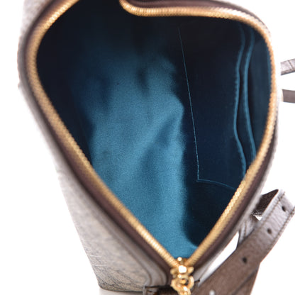 Gucci GG Supreme Monogram Textured Dollar Calfskin Web Small Ophidia Dome Shoulder Bag Beige Ebony New Acero 7 of 9