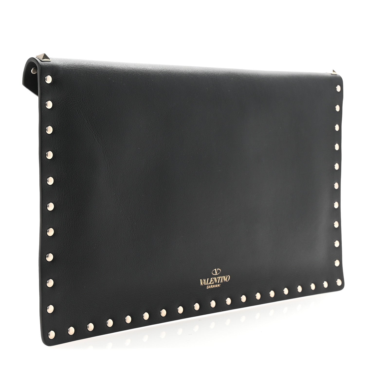 Valentino Garavani Vitello Large Rockstud Envelope Clutch Black 3 of 7