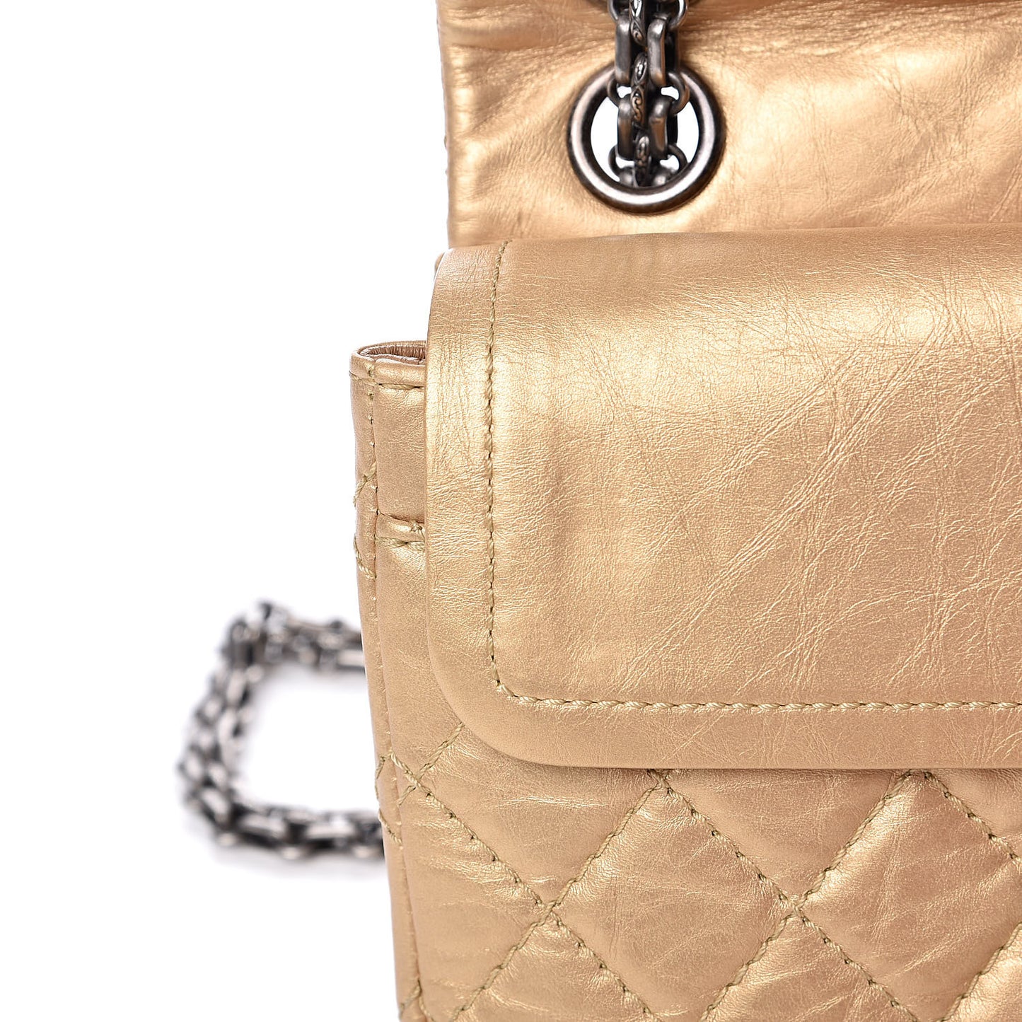 Metallic Calfskin Quilted 2.55 Reissue 224 Flap Gold