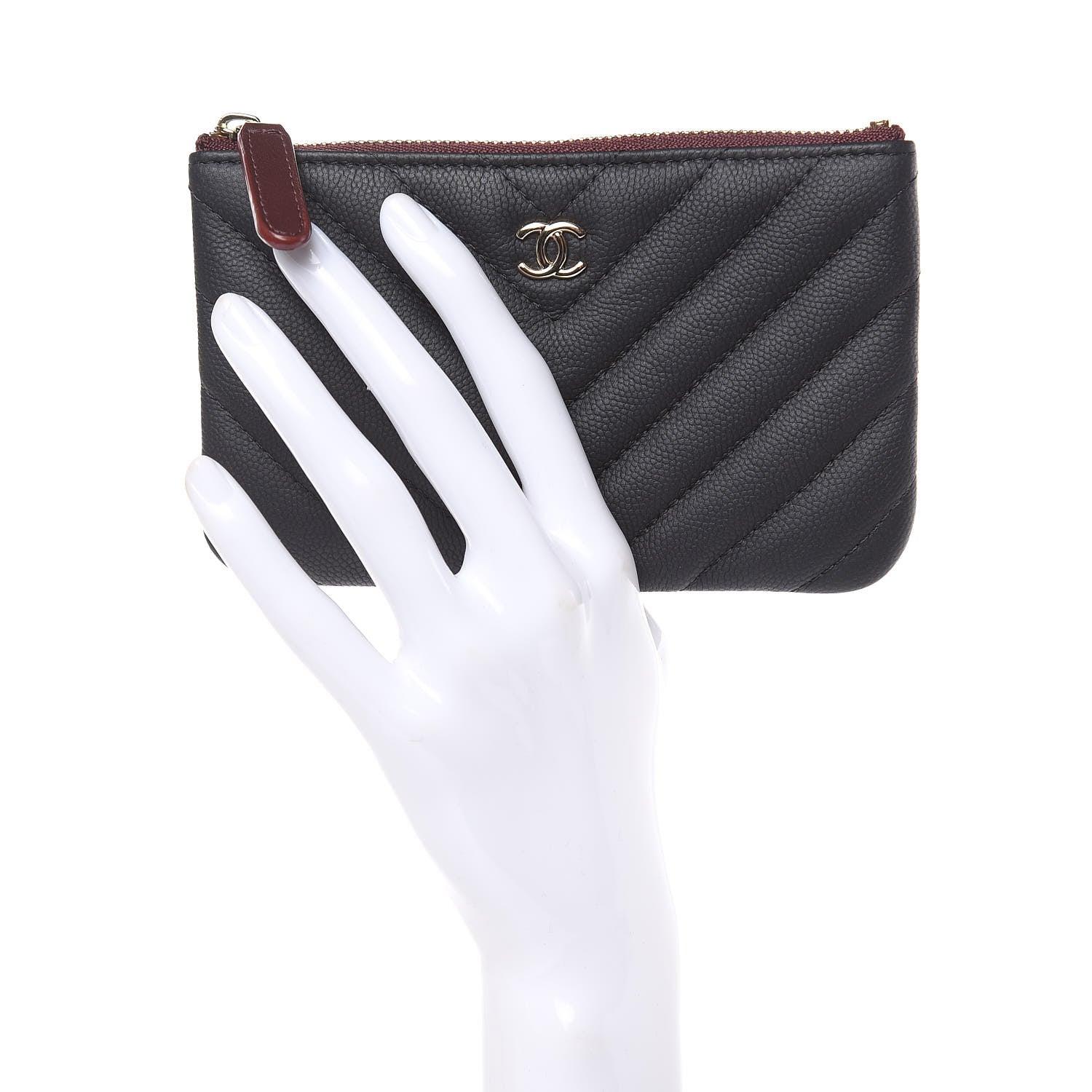 Chanel Caviar Chevron Quilted Small Cosmetic Case Black 2 of 8