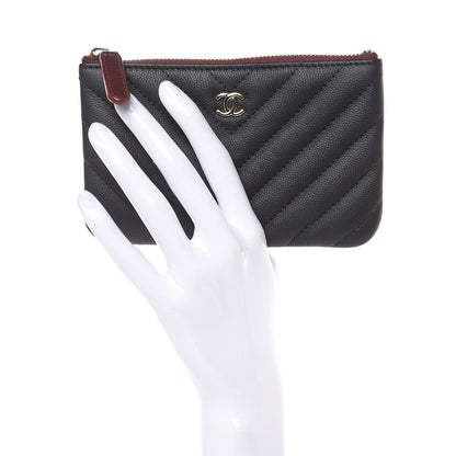 Chanel Caviar Chevron Quilted Small Cosmetic Case Black 2 of 8