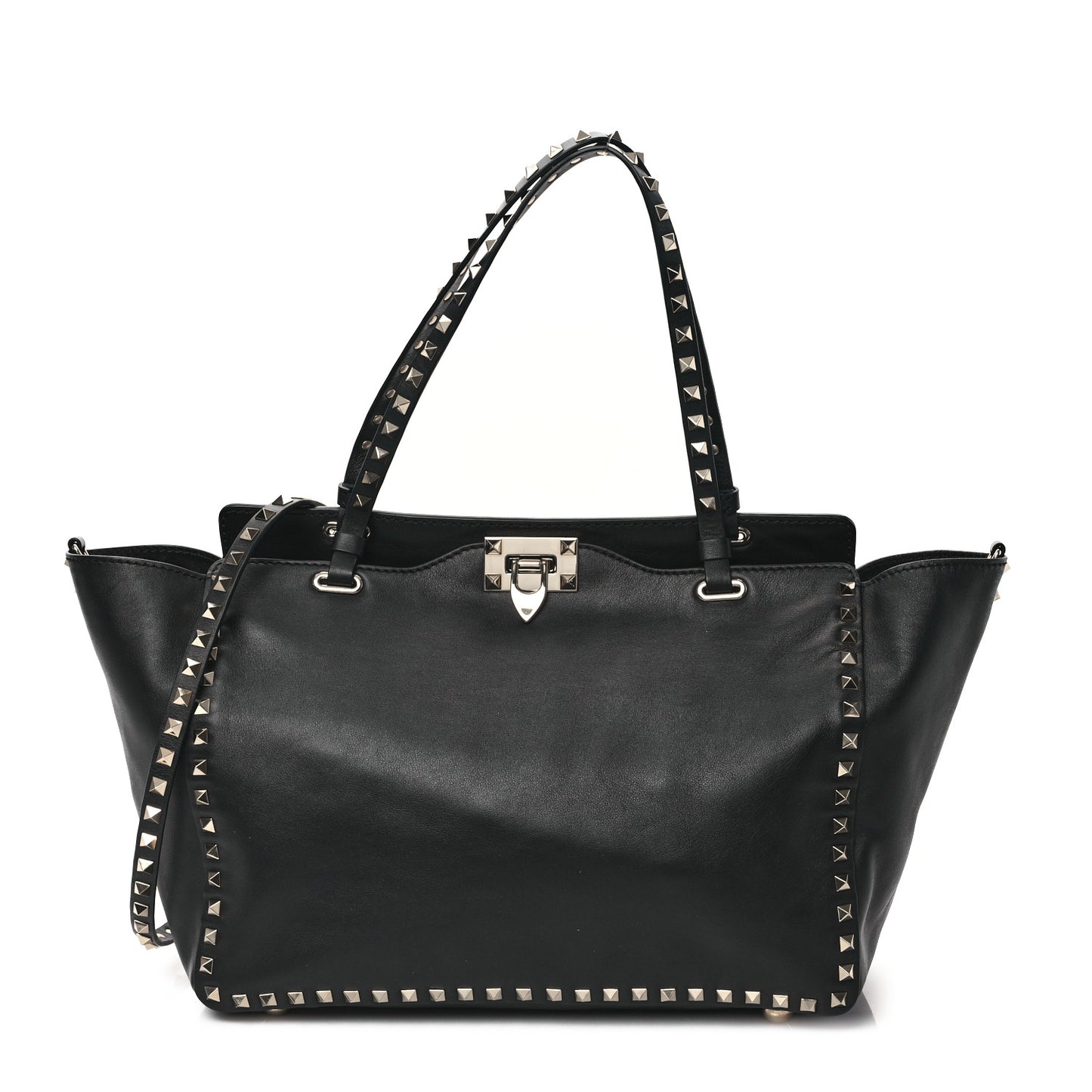 Vitello Medium Rockstud Tote Black