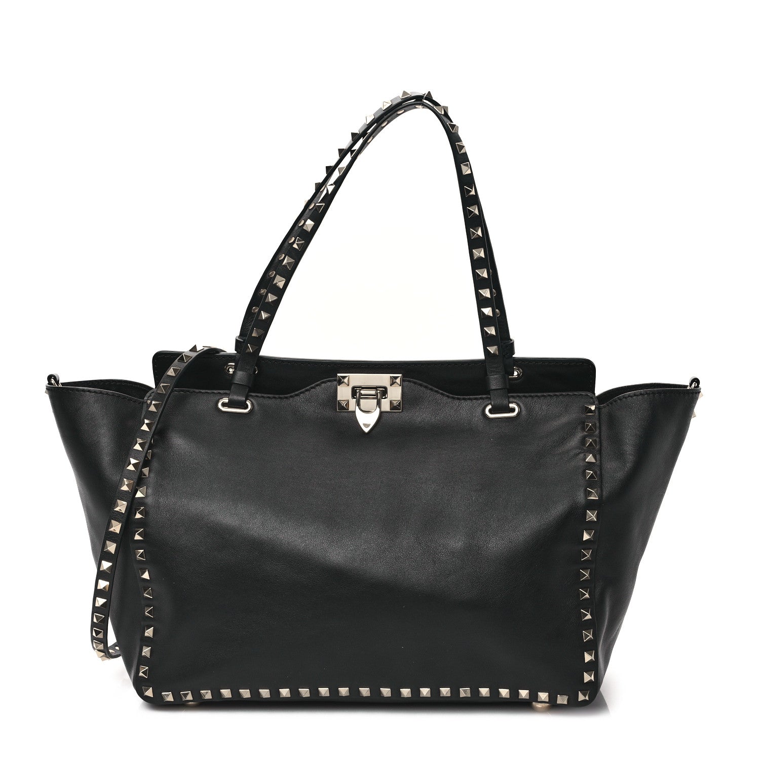 Valentino Garavani Vitello Medium Rockstud Tote Black 1 of 9