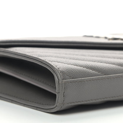 Saint Laurent Grain De Poudre Matelasse Chevron Monogram Chain Wallet Earth 8 of 9